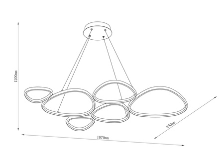 Designerska lampa wisząca LED 6 nieregularnych ringów w kolorze beżowym HURON LED 3000K Zuma Line 2023519P6-BE