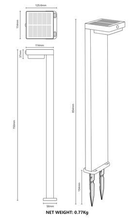 Słupek solarny ogrodowy 70cm OUTDOOR GRID LED Zuma Line PT33813