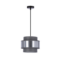 Hare lampa wisząca czarny 1x60W E27 abażur szary+srebrny Candellux 31-18410
