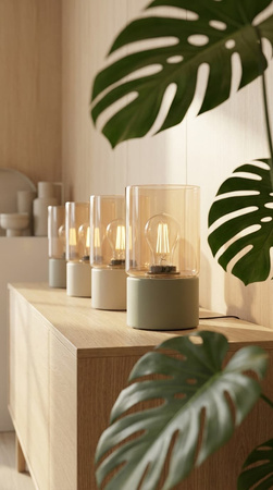 Lampka nocna w kolorze kaszmiru, bursztynowy klosz VERA Kaja Lighting K-5981