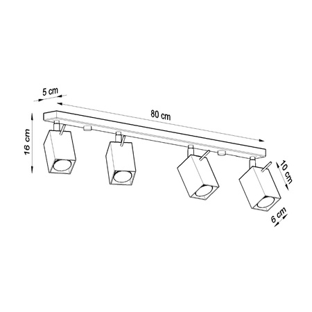 Lampa sufitowa, oprawa poczwórna MERIDA 4L Sollux Lighting SL.0459 SL.0461 SL.0463 - kolor do wyboru