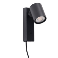 Czarny kinkiet z przewodem do gniazdka EXO WALL PLUG BK Azzardo AZ7264