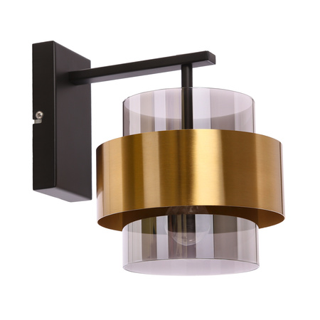 Spiega lampa kinkiet czarny+mosiężny 1x60w e27 klosz dymiony Candellux 21-09470