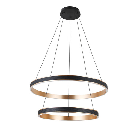 Elegancka lampa wisząca LED z dwoma ringami i 3-stopniowym ściemnianiem RIO 50+70 3-STEP DIMM BK/GO AZZARDO AZ5779