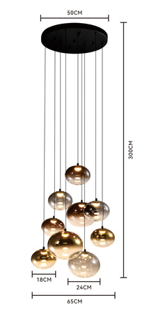 Lampa wisząca dziewiątka okrągła Pesaro czarna Aviano Lighting 5082-902