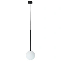 Czarna lampa wisząca z biała szklaną kulą o średnicy 15cm Bolti 1xE14 PL0112-BK Yaskr