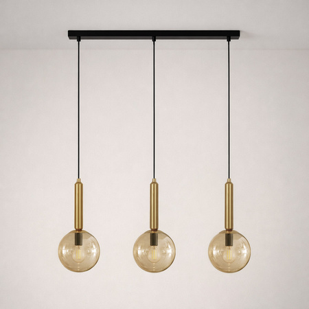 Lampa wisząca z trzema bursztynowymi kloszami YUKI Kaja Lighting K-5866