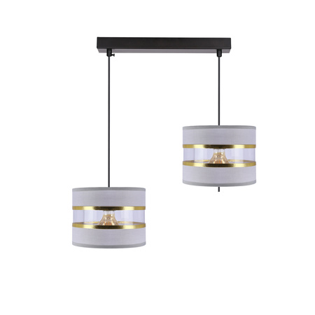 PANDY lampa wisząca czarny 2x40W E27 abażur szary+złoty Candellux 32-37633