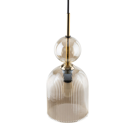 Lampa wisząca ryflowane bursztynowe szkło SOPHIA COGNAC 1xE14 Tk Lighting 11039