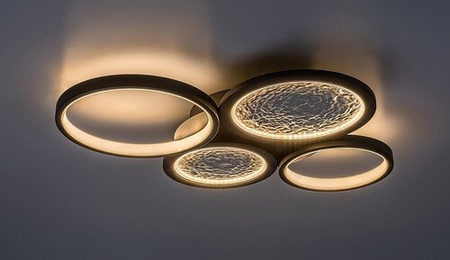 Czarna lampa sufitowa cztery połączone okręgi LED sterowana pilotem Aranis Rabalux 71378