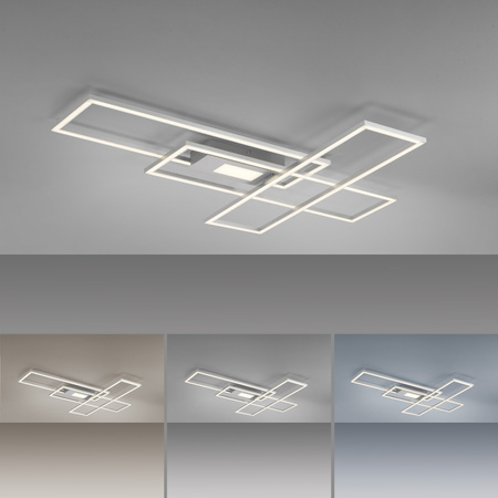Lampa sufitowa srebrna prostokąty LED sterowana pilotem ASMIN Just Light 14693-55