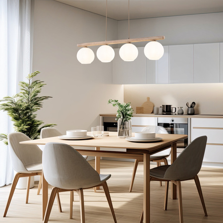 Lampa wisząca cztery ryflowane klosze na belce VIRLO WHITE 4xE14 Tk Lighting 11080