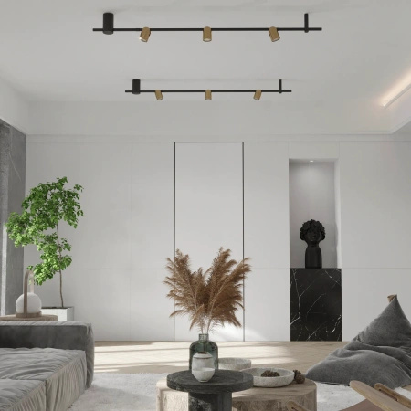 Podłużna lampa sufitowa, plafon Slide 3xLED 3000K szczotkowany mosiądz CL0106-BS Yaskr