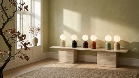 Kaszmirowa lampka stołowa na komodę z kulką KONI Kaja Lighting K-5971