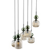 Lampa wisząca 6 z ryflowanymi koniakowymi kloszami i zielonymi kulami SOPHIA GREEN COGNAC LAMPA WISZĄCA 6XE14 6xE14 Tk Lighting 11150