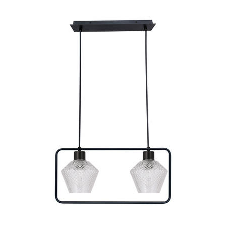 NIKO LAMPA WISZĄCA CZARNY 2X40W E27 KLOSZ BEZBARWNY KARBOWANY Candellux 32-26859