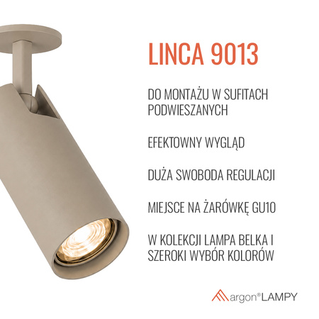 Oprawa podtynkowa z ruchomym reflektorem tuba taupe 1xGU10 LINCAArgon 9013