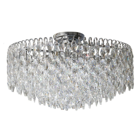 Lampa sufitowa kryształowa chrom o średnicy 60cm 11xE14 BURANO 60 TOP CH Azzardo AZ6910