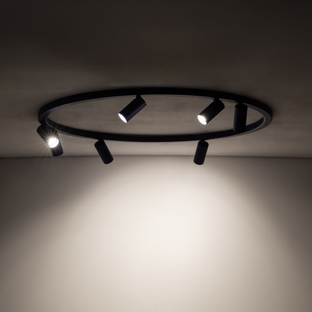 Granatowa lampa sufitowa ring 80cm - okrągły pierścień z punktowymi światłami 7xGU10 FOURTY ROUND Nowodvorski 11947
