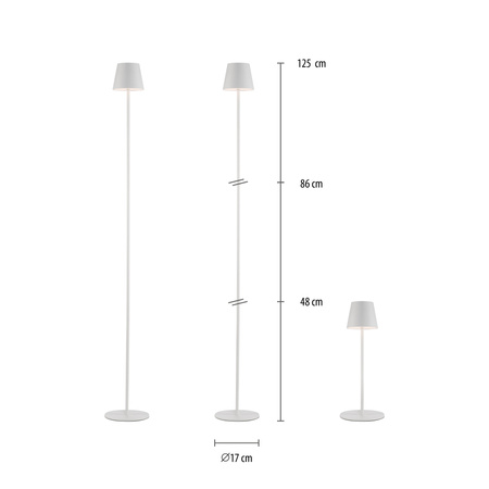 Biała lampa podłogowa zewnątrzna akumulatorowa USB EURIA LED 3000K IP54 Just Light 19252-16