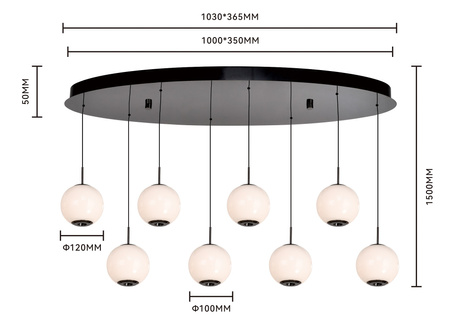 Lampa wisząca owalna ósemka LED Luberon czarny chrom Aviano Lighting 7051-805