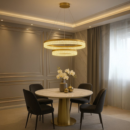 Złota lampa wisząca dwa okręgi GALA GOLD 54W LED 4000K Milagro ML2241