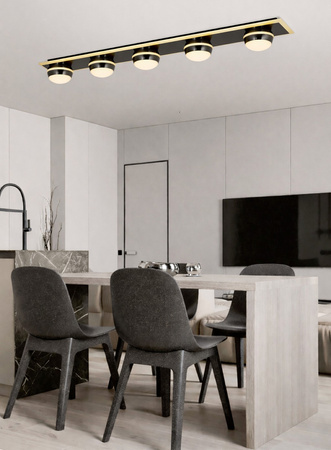 Lampa sufitowa - plafon piątka prosty Biarritz czarny chrom Aviano Lighting 9047-605