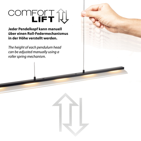 Czarna szklana lampa wisząca liniowa NELE LED 3000K z funkcją SwitchMo  Just Light 12288-18