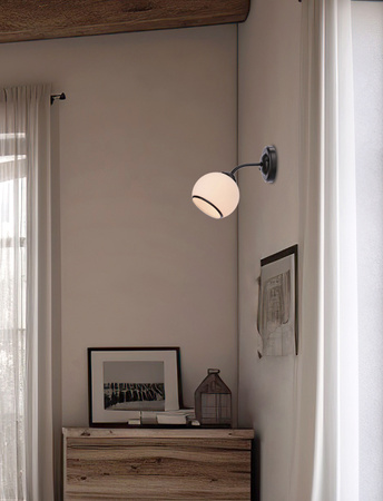 MARINEN LAMPA KINKIET CZARNY 1X40W E27 KLOSZ BIAŁY Z OBWÓDKĄ Candellux 21-26545
