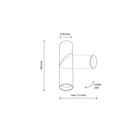 Oprawa sufitowa czarna tuba z ruchomą głowicą ELARIS BLACK S 1xGU10 MINI MR11 Tk Lighting 11253