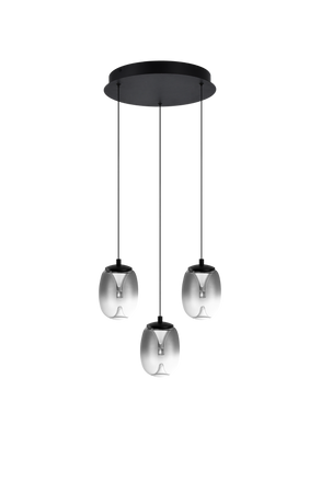 Lampa wisząca PAMELA 11 ROUND 3 SMOKY AZZARDO AZ6268 - designerski zwis LED 3‑płomienny czarny/dymiony