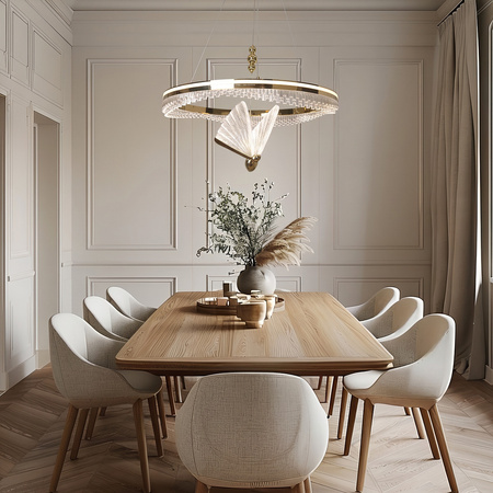 Lampa wisząca Marissa Cristal złota 60cm z motywem motyla LED CCT Light Prestige LP-2515/1P Cristal GD