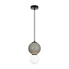 Lampa wisząca szara kula z ceramiki 15cm wraz ze szklanym białym kloszem LED 3000K Pieve Italux PND-95221-1S-GR