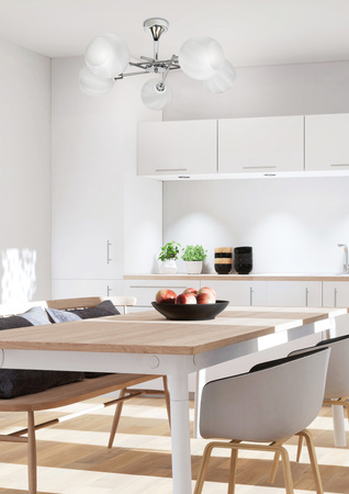 RAUL LAMPA WISZĄCA 5X40W E14 CHROM KLOSZ BIAŁY Candellux 35-72269