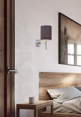 YAN LAMPA KINKIET CHROMOWY 1X40W E14 ABAŻUR GRAFITOWY Candellux 21-27559