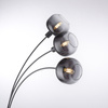 Lampa podłogowa czarna w kształcie łuku trzy dymione szklane klosze ZEA Just LIght 15422-18