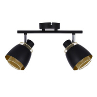 Aleksandria lampa sufitowa listwa czarny 2x40w e14 klosz czarny+złoty Candellux 92-13743