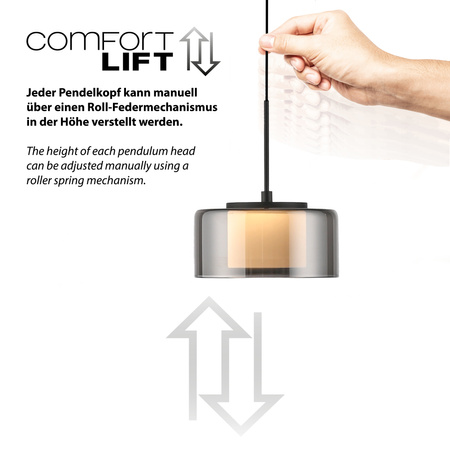 Pojedyńcza lampa wisząca z funkcją ściemniania i Comfort LIFT RIKA Paul Neuhaus 112-18 