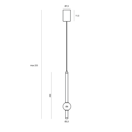 Lampa wisząca świecąca tuba 49cm z dekoracyjną kulą z marmuru szmaragdowego LED 3000K Verdes Maxlight P0611