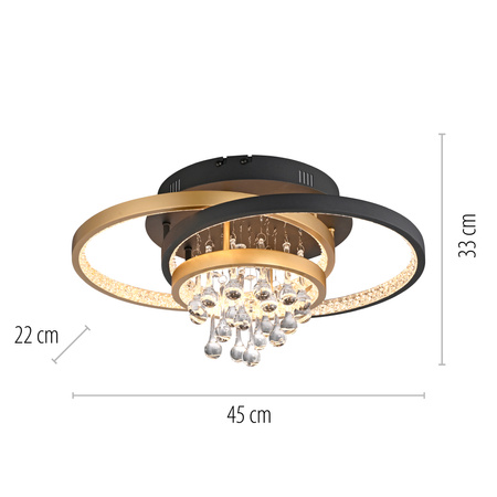 Lampa sufitowa LED 3000K 2 Pierścienie z kryształami ROTAZO Paul Neuhaus 6267-68 funkcja śćiemniania
