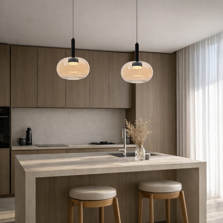 Lampa wisząca czarna z bursztynowym kloszem BUENO 1xGX53 Candellux Studio 31-50465