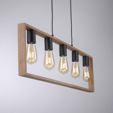 Lampa wisząca drewniana ramka na pięć żarówek RANKY 5xE27 Just Light 15653-18