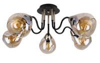 Unica lampa sufitowa czarny+złoty 5x40w e27 klosz dymiony Candellux 35-00897