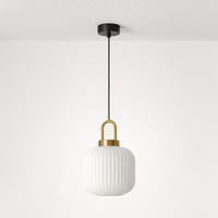 Lampa wisząca z białym, ryflowanym kloszem DIOP Kaja Lighting  K-5891