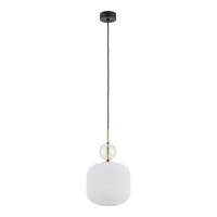 Lampa wisząca pojedyńcza karbowany szklany klosz z ozdobną szklaną kulą SOPHIA BIG COGNAC WHITE 1xE27 Tk Lighting 11373