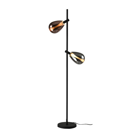 Lampa podłogowa dwa szklane klosze dymiony i miedziany DENSO 2xG9 Candellux Studio 52-51264