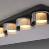  Prostokątna czarna lampa sufitowa 70cm x 15cm z czterema kloszami RIKA LED 3000K z funkcją ściemniania  Paul Neuhaus 6164-18