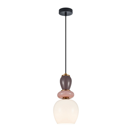 Lampa wisząca pojedyńcza o średnicy 15,5cm 1xE27 Martelo Italux PND-36545-1C-GD-WH