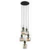 Lampa wisząca pięciozwisowa z ryflowanymi koniakowymi kloszami i zielonymi kulami SOPHIA GREEN COGNAC 5xE14 Tk Lighting 11149