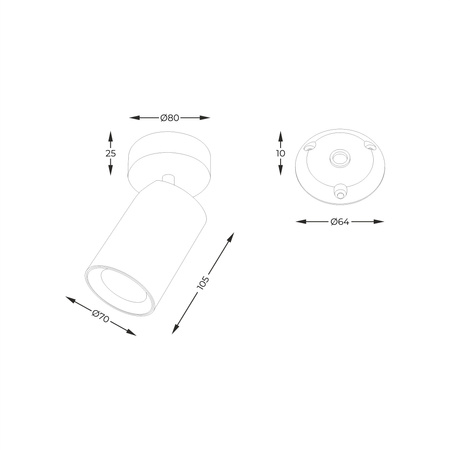 Czarny ruchomy spot TORE 1xGU10 Zuma Line TLS006-BK